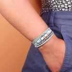 FANCY SHINY Boho Wrap Bracelets Leather Cuff Bangle Gold Beaded Bracelets for Women Stackable Infinity Bracelets Jewelry with Clasp - Image 3